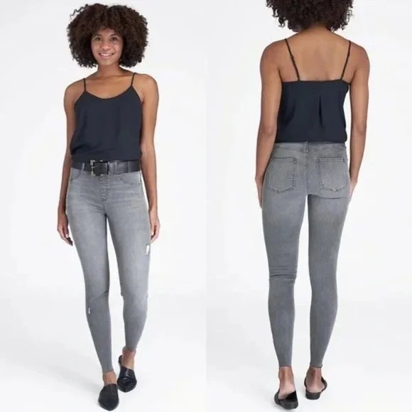 SPANX Light Grey Raw Hem Distressed Skinny Pant - Picture 2 of 7